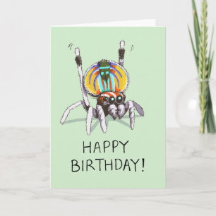 Schattigee Funny Peacock Spider Happy Birthday Kaa Kaart