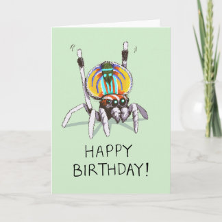 Schattigee Funny Peacock Spider Happy Birthday Kaa Kaart