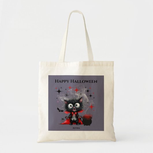 Schattigee Funny Vampire Kitten Halloween Trick or Tote Bag (Voorkant)
