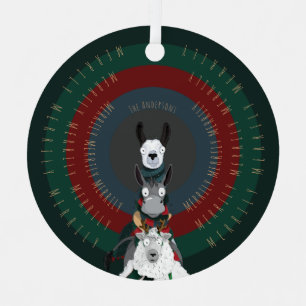 Schattigee Funny Winter Ezel, Llama & Schaap Metalen Ornament