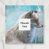 Schattigee Furry Fox op Blue Grunge Achtergrond Be Bedankjes Labels (Achterkant)