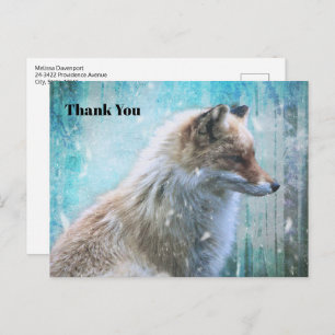 Schattigee Furry Fox op Blue Grunge Achtergrond Be Briefkaart
