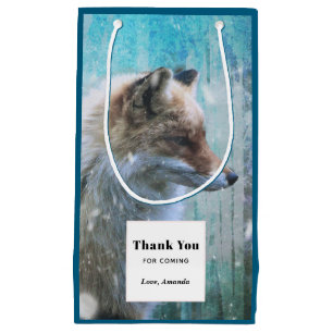 Schattigee Furry Fox op Blue Grunge Achtergrond Be Klein Cadeauzakje