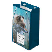 Schattigee Furry Fox op Blue Grunge Achtergrond Be Klein Cadeauzakje (Achterkant Gekanteld)