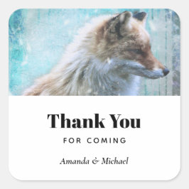 Schattigee Furry Fox op Blue Grunge Achtergrond Be Vierkante Sticker