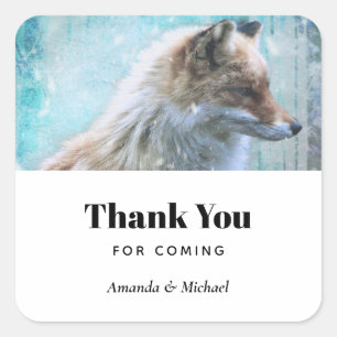 Schattigee Furry Fox op Blue Grunge Achtergrond Be Vierkante Sticker