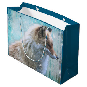 Schattigee Furry Fox op Blue Grunge Achtergrond Groot Cadeauzakje