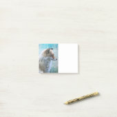 Schattigee Furry Fox op Blue Grunge Achtergrond Post-it® Notes (Op bureau)