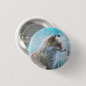 Schattigee Furry Fox op Blue Grunge Achtergrond Ronde Button 3,2 Cm (Voorkant /achterkant)