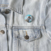 Schattigee Furry Fox op Blue Grunge Achtergrond Ronde Button 3,2 Cm (In situ)