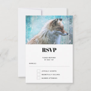 Schattigee Furry Fox op Blue Grunge Achtergrond RSVP Kaartje