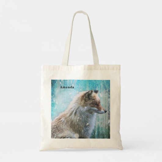 Schattigee Furry Fox op Blue Grunge Achtergrond Tote Bag (Achterkant)