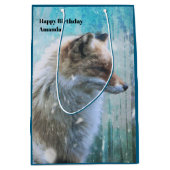 Schattigee Furry Fox op Blue Grunge Achtergrond Ve Medium Cadeauzakje (Voorkant)