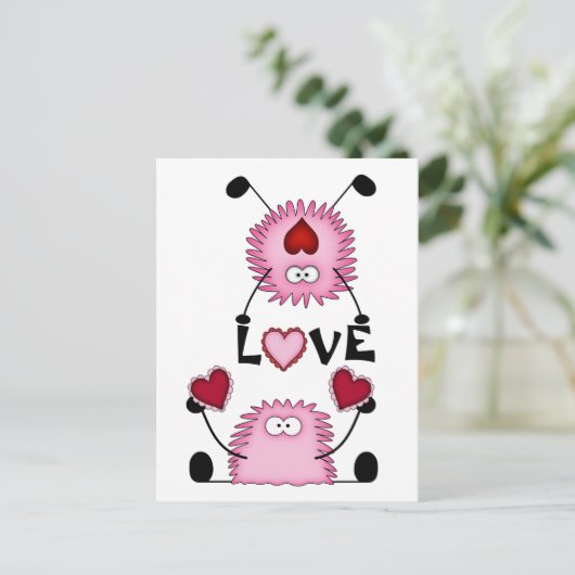 Schattigee fuzzies, harten en liefde Briefkaart (Staand voorkant)