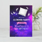 Schattigee galaxy sleepover party uitnodiging (Staand voorkant)