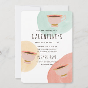Schattigee Galentine's Day Best-Teas Party Kaart
