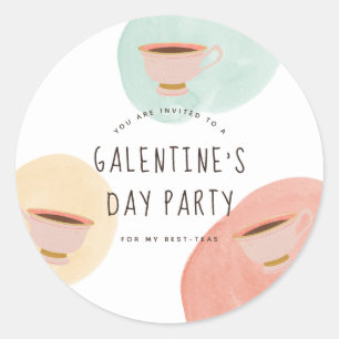 Schattigee Galentine's Day Best-Teas Party Ronde Sticker