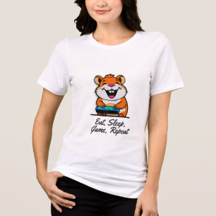 Schattigee Gamer Hamster met Grappige Quote Tri-Blend Shirt