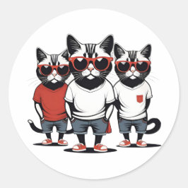 Schattigee gangsterkatten ronde sticker
