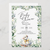 Schattigee Gans met Boog Baby shower Uitnodiging (Voorkant / Achterkant)