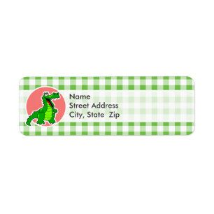 Schattigee Gator; Groene Gingham Etiket