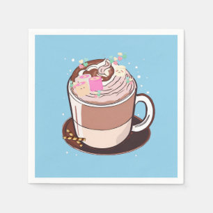 Schattigee geanimeerde warme chocolademarshmallows servet