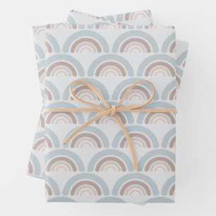 Schattigee gedempte Boho Kind pastelregenboog Inpakpapier Vel