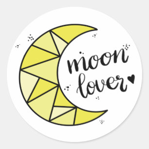 Schattigee Geel Moon Lover Geometrische Moon Ronde Sticker