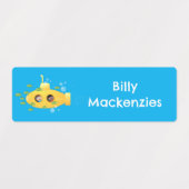 Schattigee geel onderzeese vis cartoon gepersonali labels (Design 2)