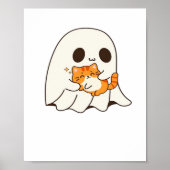 Schattigee geest en kat, Gift Halloween Classic T- Poster (Voorkant)