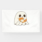Schattigee geest en kat, Gift Halloween Classic T- Spandoek (Horizontaal)