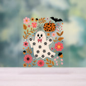 Schattigee geest en pompoen Bloemen Spooky Acryl Bord (Neutraal)