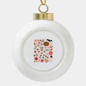 Schattigee geest en pompoen Bloemen Spooky Keramische Bal Ornament (Voorkant)