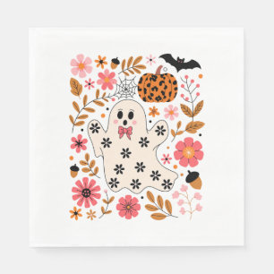 Schattigee geest en pompoen Bloemen Spooky Servet