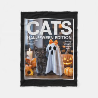 Schattigee geest en zwarte kat grappig Halloween Z Fleece Deken