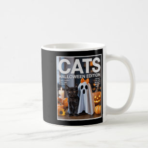 Schattigee geest en zwarte kat grappig Halloween Z Koffiemok