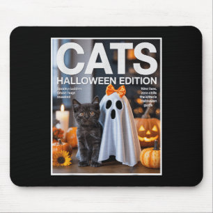 Schattigee geest en zwarte kat grappig Halloween Z Muismat