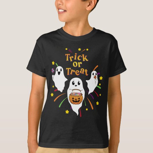 Schattigee Geest Halloween Cartoon Trick or treat T-shirt (Voorkant)