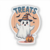 Schattigee geest Halloween "Treats" Sticker (Voorkant)