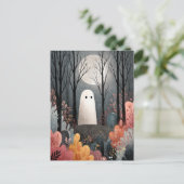 Schattigee geest in spookbos Waterverf Halloween Briefkaart (Staand voorkant)
