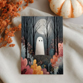 Schattigee geest in spookbos Waterverf Halloween Briefkaart