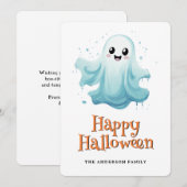 Schattigee Geest Kinder Happy Halloween Kaart (Voorkant / Achterkant)