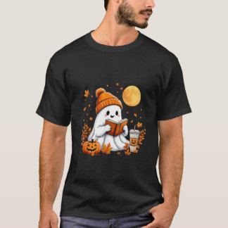 Schattigee geest lezen boek Halloween Herfst Herfs T-shirt