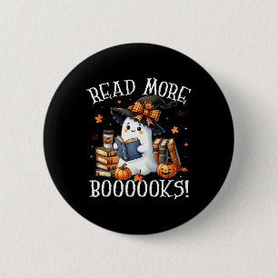 Schattigee geest lezen boek liefhebbers Halloween  Ronde Button 5,7 Cm