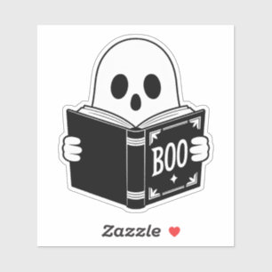 Schattigee geest lezen "Boo" - Funny Spooky Book C Sticker