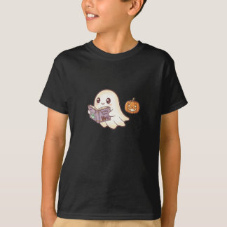 Schattigee geest lezen Spooky boek Halloween Carto T-shirt