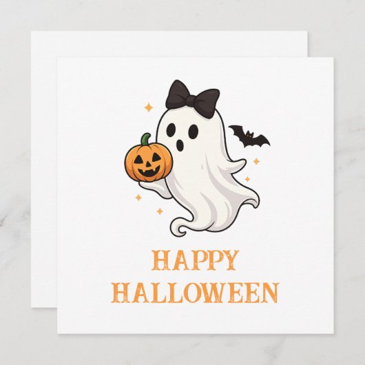 Schattigee geest met boog en pompoen | Halloween (Voorkant / Achterkant)