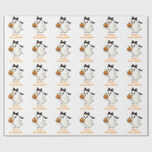 Schattigee geest met boog en pompoen | Halloween Cadeaupapier (Vlak)