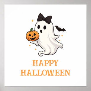 Schattigee geest met boog en pompoen   Halloween Poster
