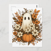 Schattigee geest met pompoen en Herfst bloesems - Briefkaart (Voorkant / Achterkant)